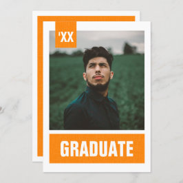 Orange Modern Texturerat foto Studenten Inbjudningar