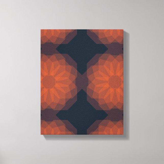 Orange, modern utstrykning av geometrisk blomma canvastryck (Framsida)