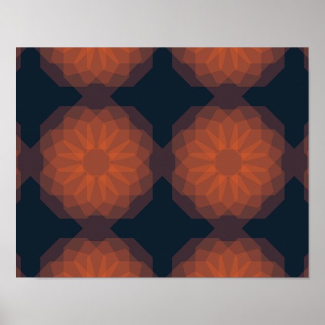 Orange, modern utstrykning av geometrisk blomma poster (Framsidan)