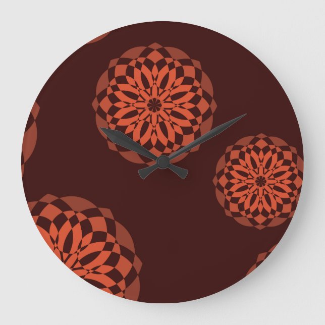 Orange, moderna, dekorativa, geometriska blommor stor klocka (Framsida)