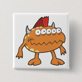 orange mohawk monster många ögon knapp