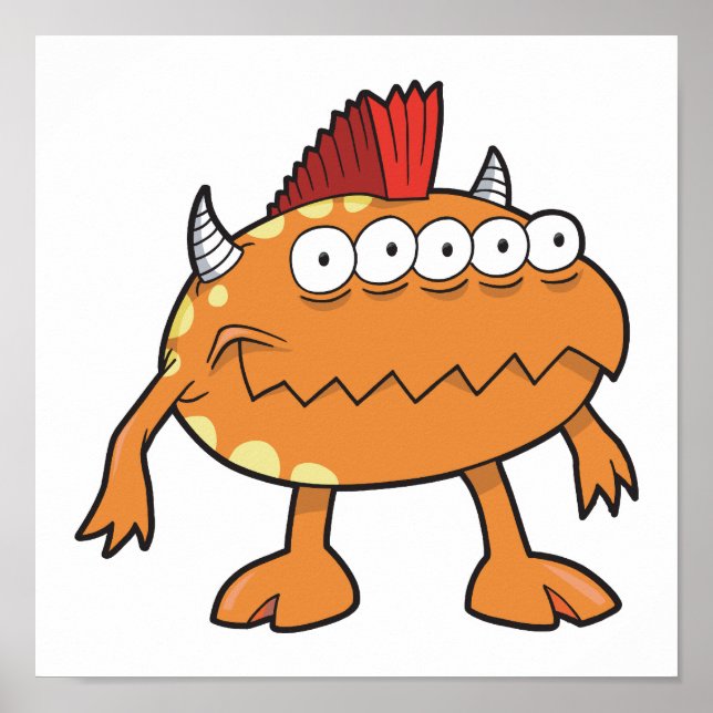 orange mohawk monster många ögon poster (Framsidan)