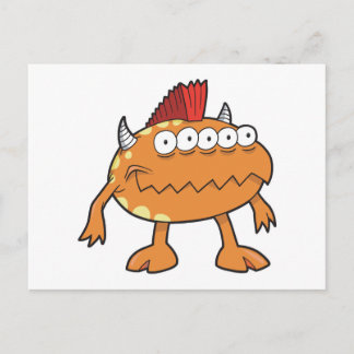 orange mohawk monster många ögon vykort