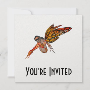Orange Monarch Butterfly 3D Pixie - Fairy 2 Inbjudningar