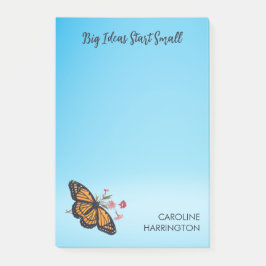 Orange Monarch Butterfly Himmel Blue Inspirational Post-it Block
