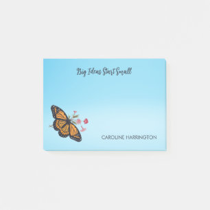 Orange Monarch Butterfly Himmel Blue Inspirational Post-it Block