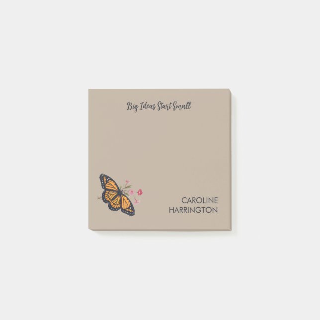 Orange Monarch Butterfly-inspirationstyp Post-it Block (Framsida)