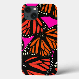 Orange Monarch Butterfly rosa Case Black