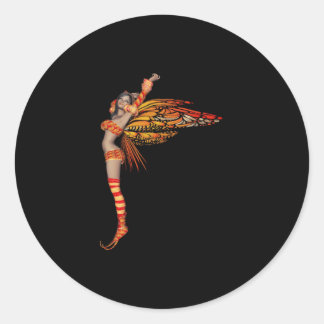 Orange Monarch Pixie Butterfly Fairy 2 - Runt Klistermärke