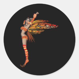 Orange Monarch Pixie Butterfly Fairy 2 - Runt Klistermärke