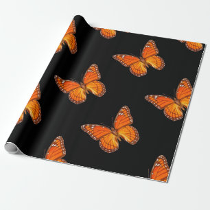 ORANGE MONARKFJÄRIL PÅ SVART FÄRG PRESENTPAPPER