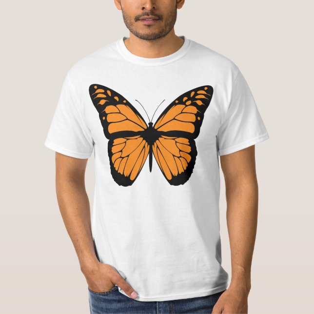 Orange monarkfjärilsillustration t shirt (Framsida)