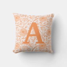 Orange Monogram Blommigt Girls Dekorativ kudde