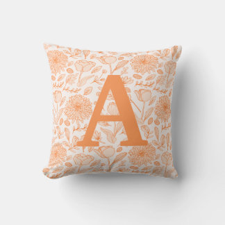 Orange Monogram Blommigt Girls Dekorativ kudde