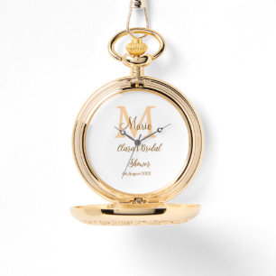 Orange monogram bröllopsdusch lägg till namn moder armbandsur