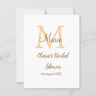 Orange monogram bröllopsdusch lägg till namn moder vykort