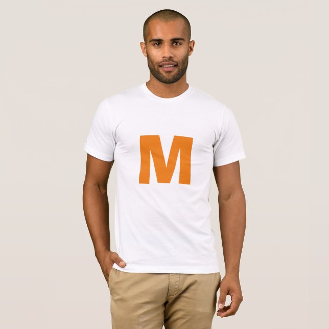 Orange Monogram egen Namn-ersättningstext T Shirt (Hel framsida)