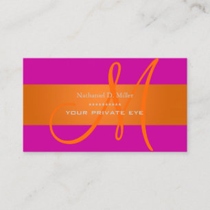 Orange Monogram för lutning/diy bakgrundsfärg Visitkort