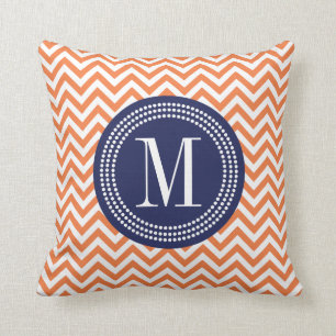Orange Monogram för sparresicksackpersonlig Kudde