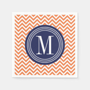 Orange Monogram för sparresicksackpersonlig Pappersservett