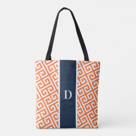 Orange Monogram Grekiska Nyckel Tote Bag Tygkasse