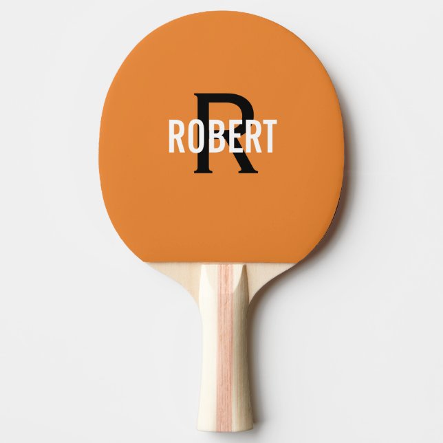 Orange monogram namn ping pong paddle pingisracket (Framsidan)