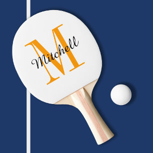 Orange Monogram och Namn Personlig Pingisracket