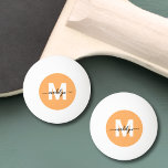 Orange Monogram Pingisboll<br><div class="desc">Personalized Peach Orange Monogram Ping Pong Ball. Add a modern and playful touch to your game with this custom ping pong ball. Each side features a warm peach-orange circle at the center. Inside the circle, a clean white initial sits in a classic serif font, paired with your name in simple...</div>