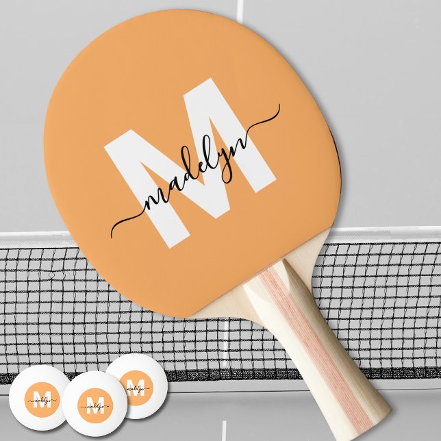 Orange Monogram Pingisracket (Orange Monogram Ping Pong Paddle)