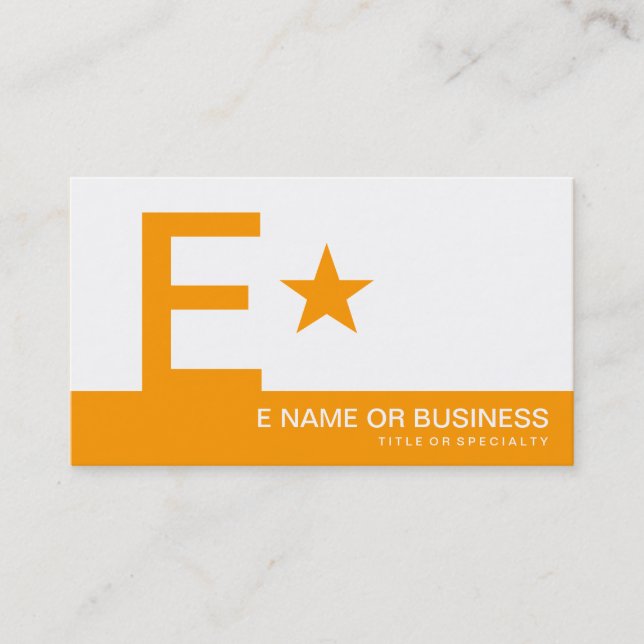 orange monogram stjärna visitkort (Framsida)