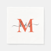 Orange Monogram Svängande Skrift Vit Cocktail 