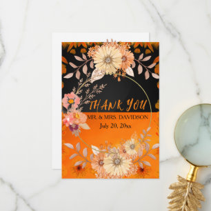 Orange Monokrom Blommig Boho Vikt Inbjudan