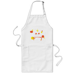 Orange Monster Ansikte Apron Långt Förkläde