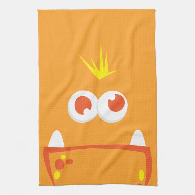 Orange Monster Ansikte Kitchen Towel Kökshandduk (Vertikal)