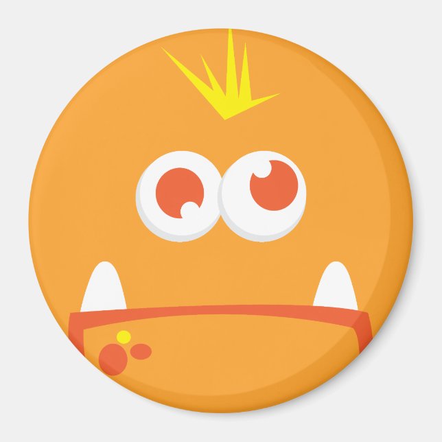 Orange Monster Ansikte Magnet (Framsidan)