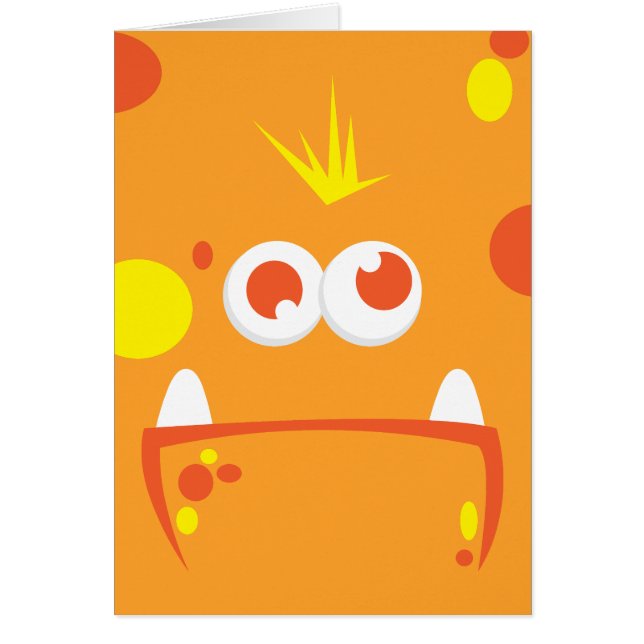 Orange Monster Ansikte Note Card OBS Kort (Framsidan)