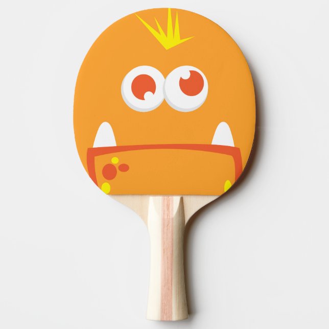 Orange Monster Ansikte Ping Pong Paddle Pingisracket (Baksidan)