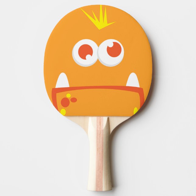 Orange Monster Ansikte Ping Pong Paddle Pingisracket (Framsidan)