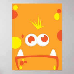Orange Monster Ansikte Poster Skriv ut