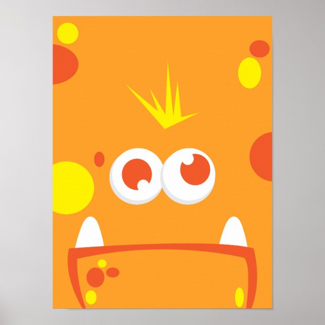 Orange Monster Ansikte Poster Skriv ut (Framsidan)