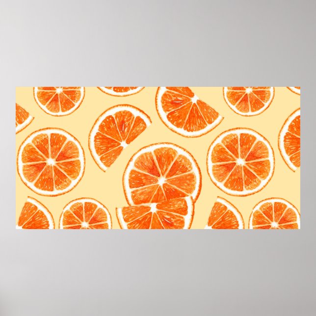 orange mönster frukt, kosthållning, vattenfärg ill poster (Framsidan)