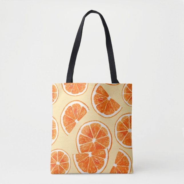 orange mönster frukt, kosthållning, vattenfärg ill tygkasse (Framsida)