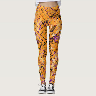 Orange Mönster Halloween Leggings