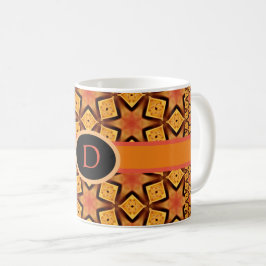 Orange Mönster i Roligten Trendig Coola Shapes Kaffemugg