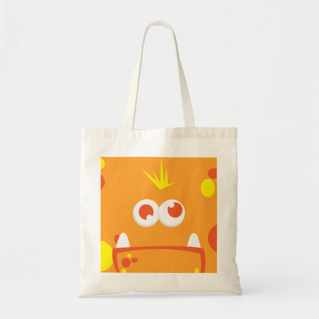Orange Monster Kawaii Ansikte Tote Bag Tygkasse (Framsidan)
