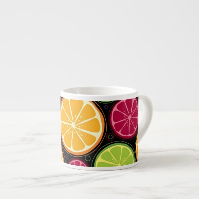 Orange mönster och bakgrund espressomugg (Framsida höger)