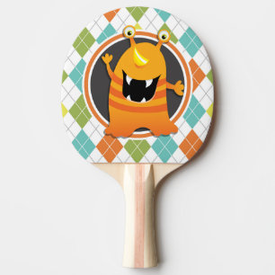 Orange Monster på Mönster i färglöst argyle Pingisracket