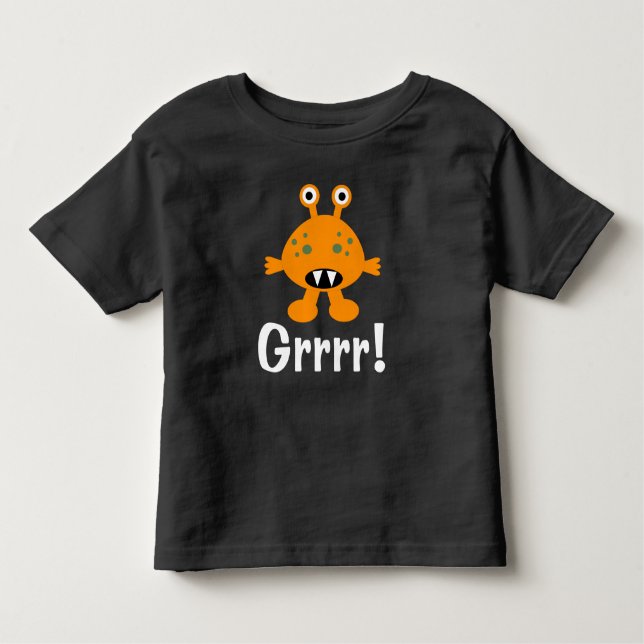 Orange Monster - Peuters finstickade t-shirt (Framsida)