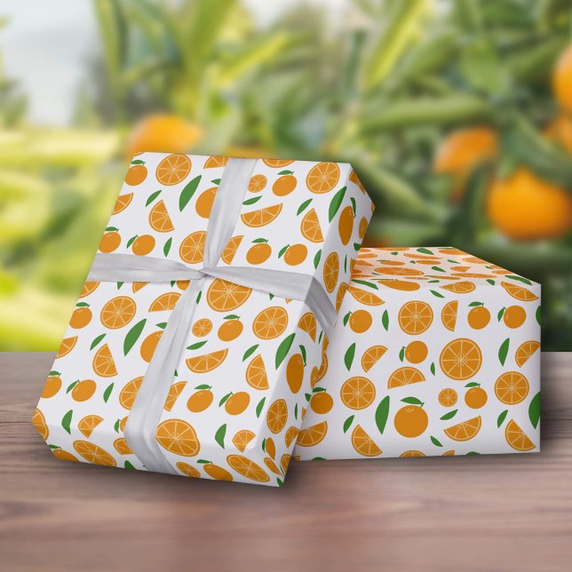 Orange Mönster Presentpapper (Orange Pattern Wrapping Paper)