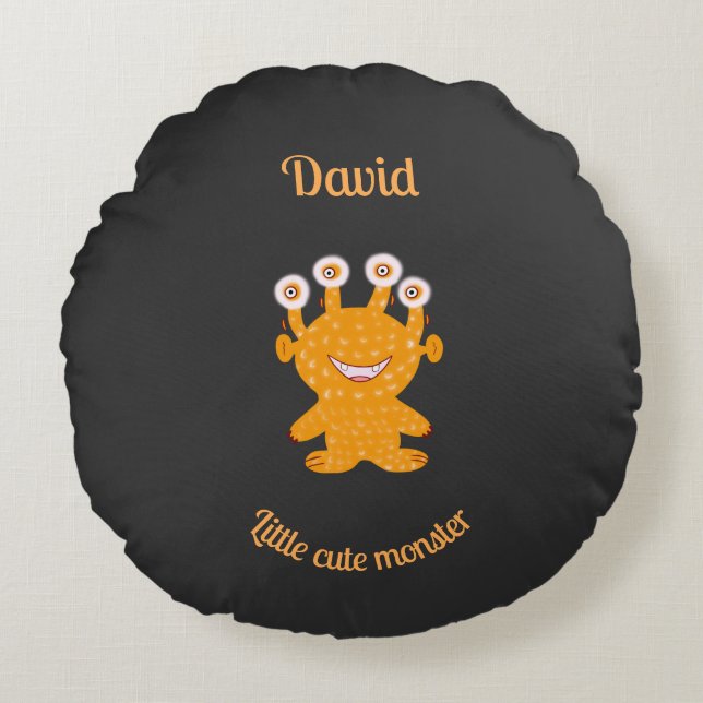 Orange monster rund kudde (Framsidan)